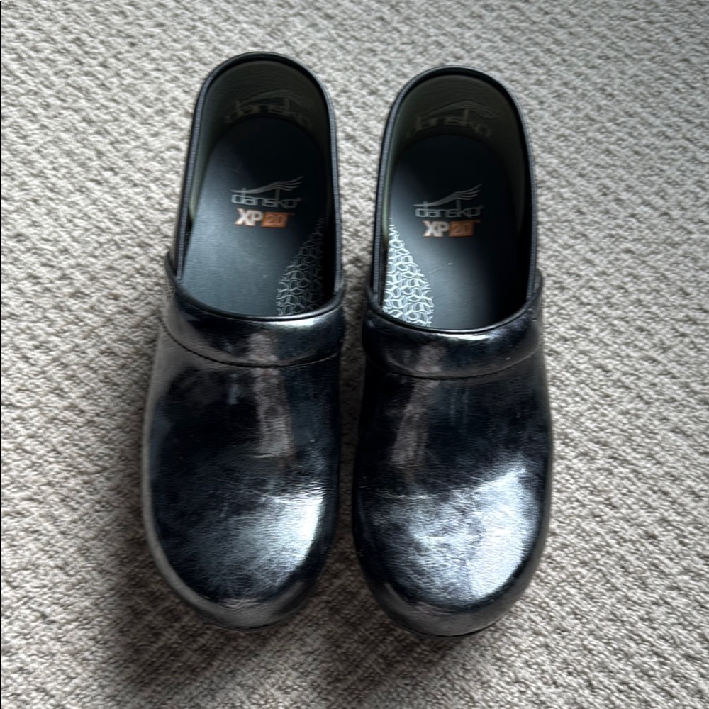 Dansko Black and Gray Mules Comfortable Rocker-Bottom Sole